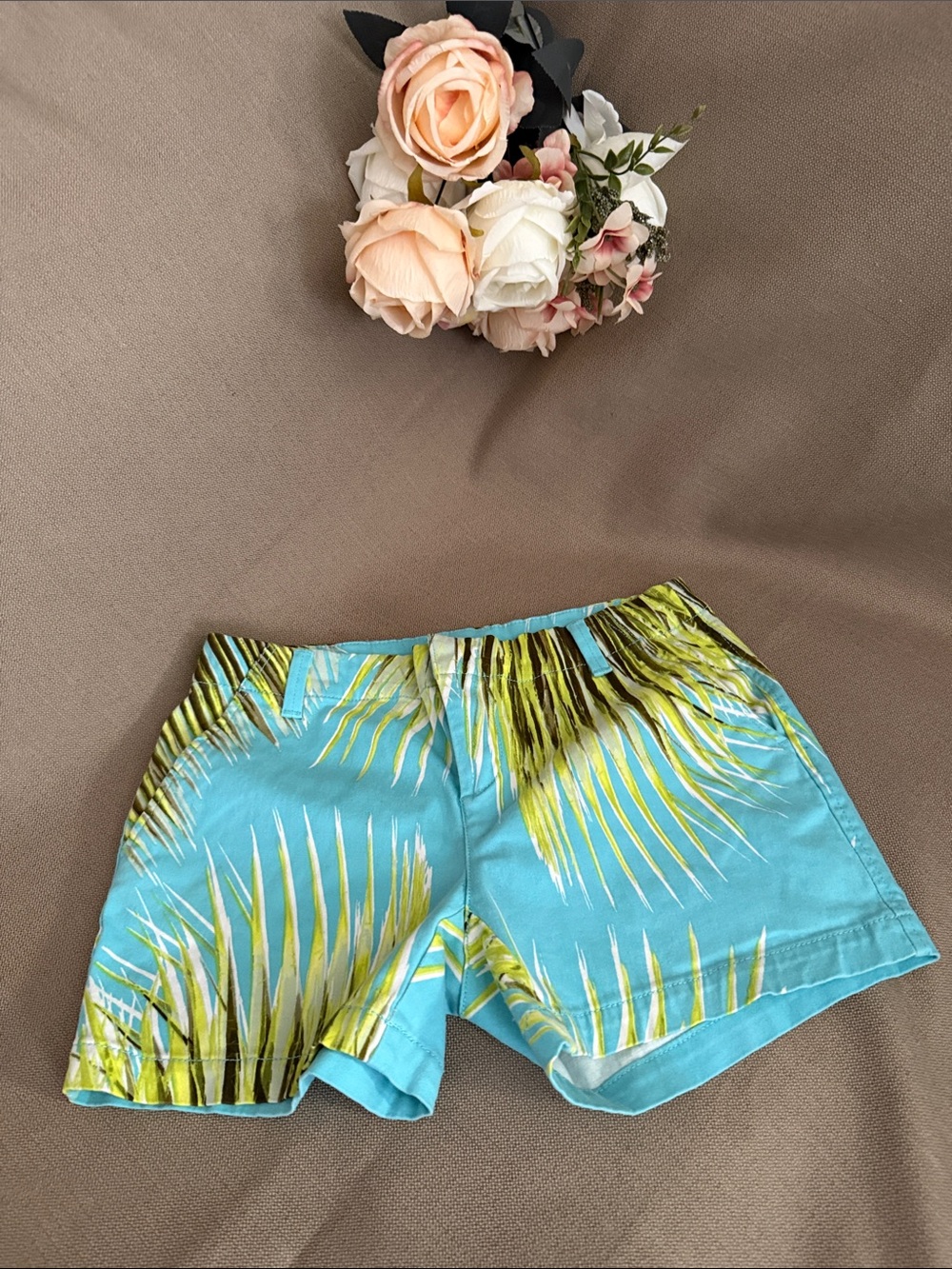 jcpenney Turquoise Palm-Print Women’s Bermuda Shorts
